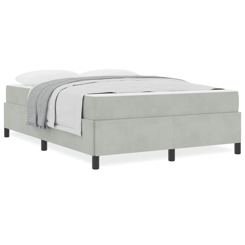 Bettgestell mit Matratze Hellgrau und Grau 140 x 190 cm Samt