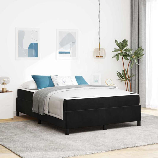 Bettgestell mit Matratze Schwarz und Weiß 140 x 200 cm Samt