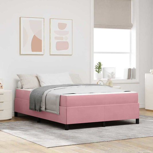 Bettgestell mit Matratze Rosa und Weiß 140 x 200 cm Samt