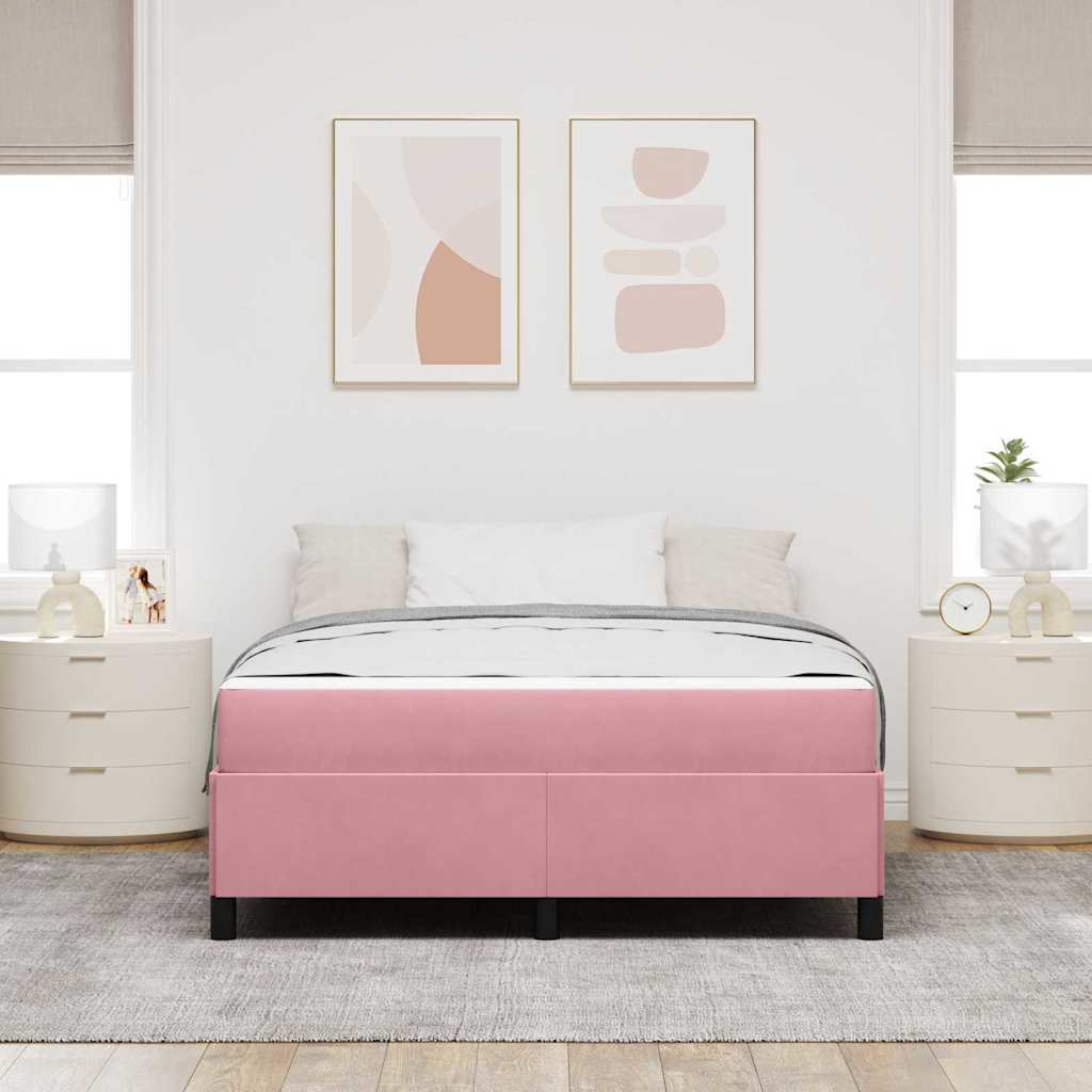 Bettgestell mit Matratze Rosa und Weiß 140 x 200 cm Samt