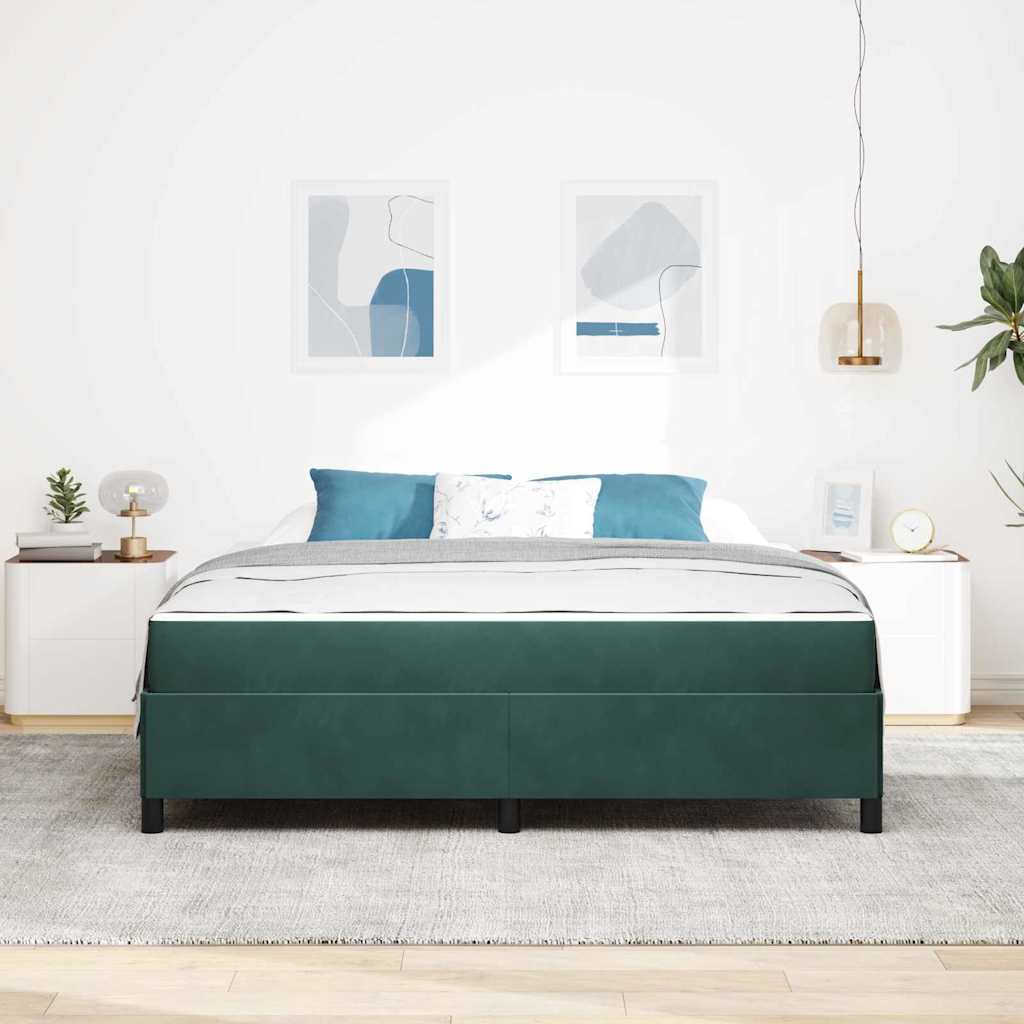 Bettgestell mit Matratze Dunkelgrün und Weiß 180 x 200 cm Samt