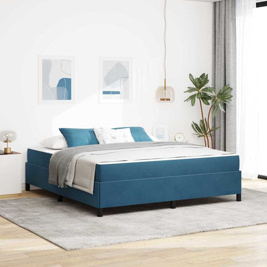 Bettgestell mit Matratze Dunkelblau und Weiß 180 x 200 cm Samt