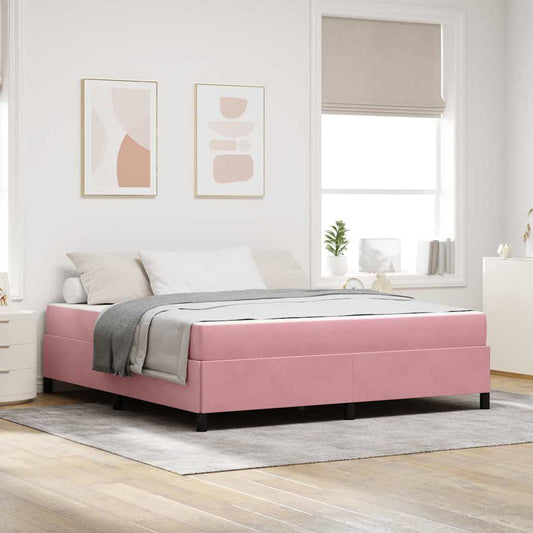 Bettgestell mit Matratze Rosa und Weiß 180 x 200 cm Samt