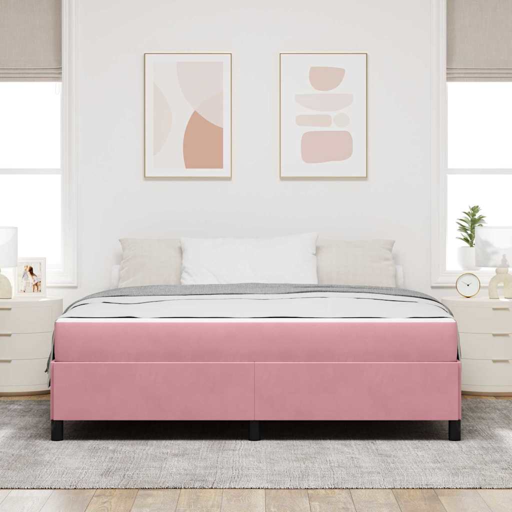Bettgestell mit Matratze Rosa und Weiß 180 x 200 cm Samt