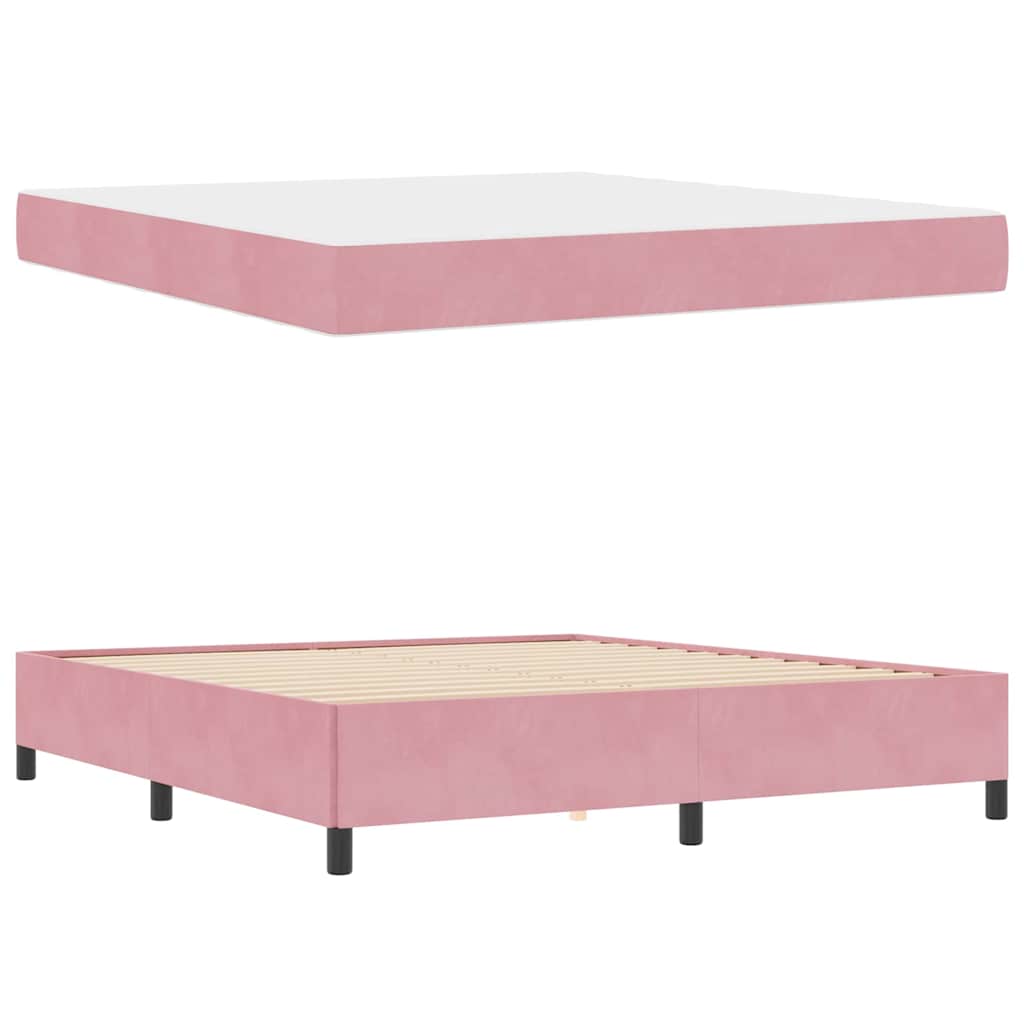 Bettgestell mit Matratze Rosa und Weiß 180 x 200 cm Samt