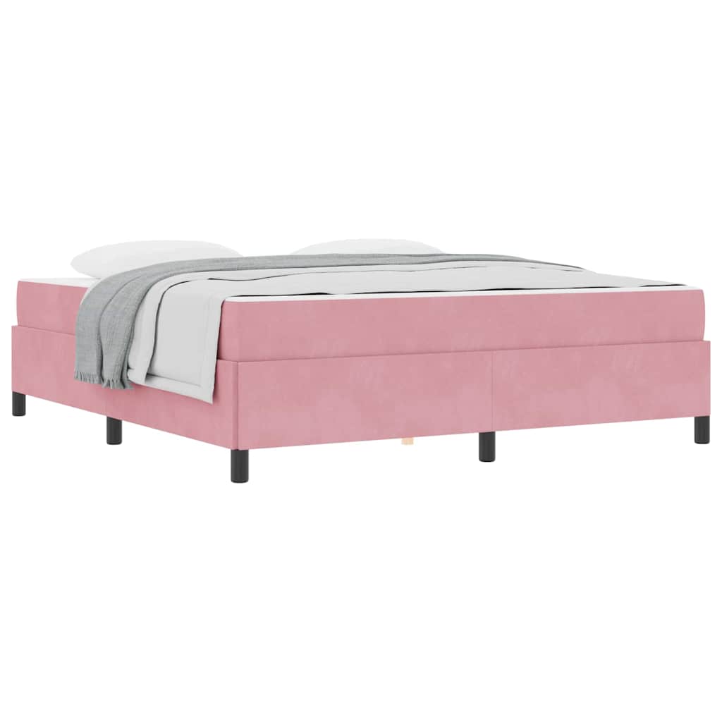 Bettgestell mit Matratze Rosa und Weiß 180 x 200 cm Samt