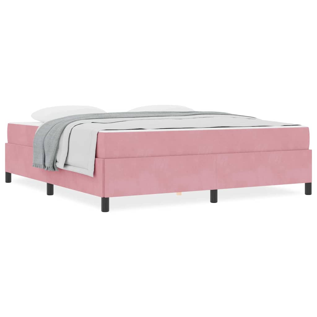 Bettgestell mit Matratze Rosa und Weiß 180 x 200 cm Samt