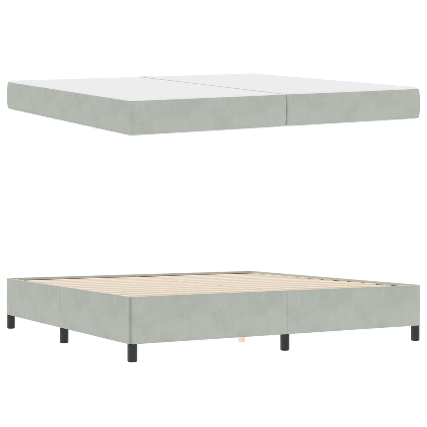 Bettrahmen Hellgrau 200 x 200 cm Stoff