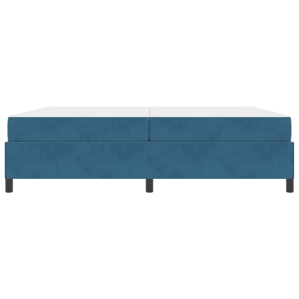 Bettgestell mit Matratze Dunkelblau und Weiß 200 x 200 cm Samt