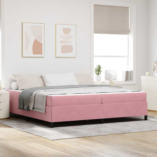 Bettgestell mit Matratze Rosa und Weiß 200 x 200 cm Samt