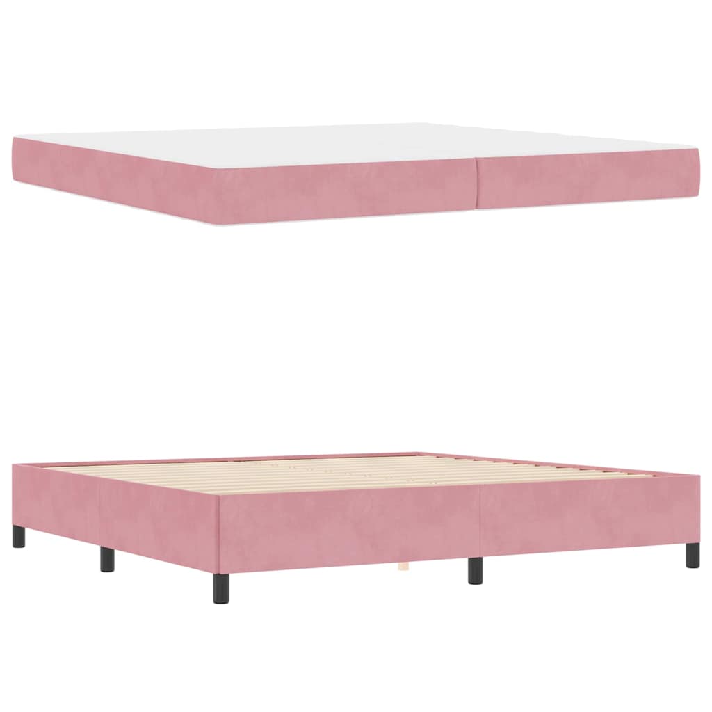 Bettgestell mit Matratze Rosa und Weiß 200 x 200 cm Samt