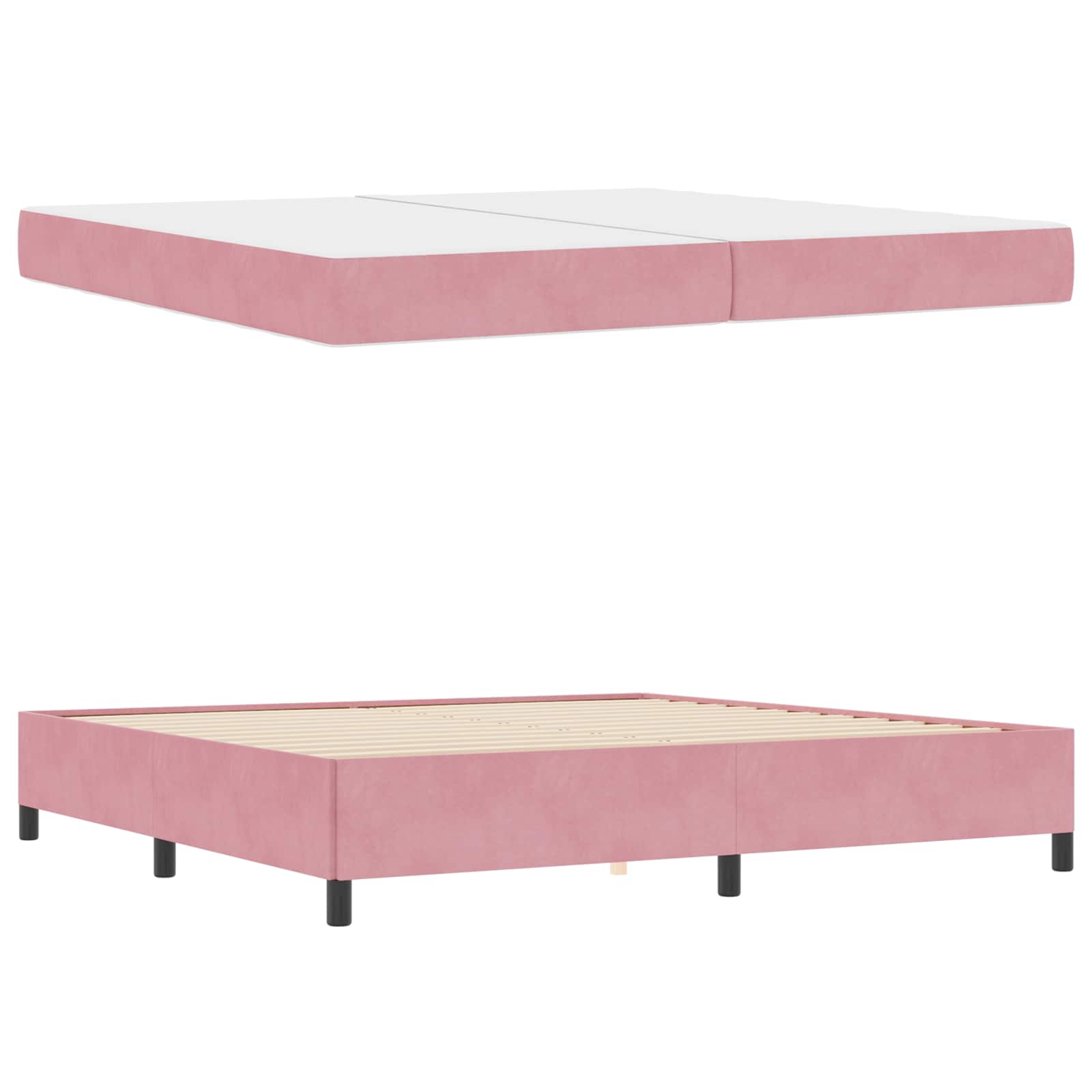 Bettrahmen mit Matratze Rosa 200 x 200 cm Stoff