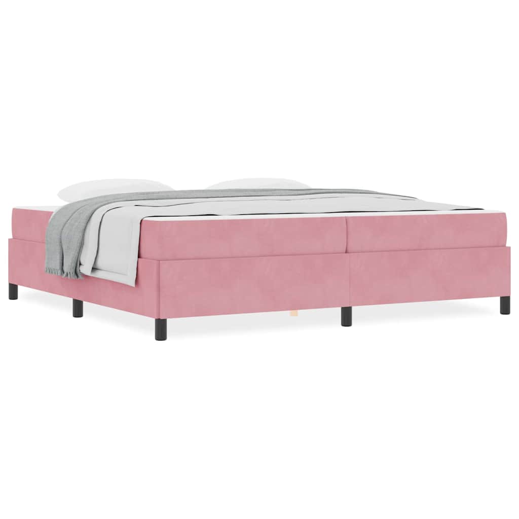 Bettgestell mit Matratze Rosa und Weiß 200 x 200 cm Samt