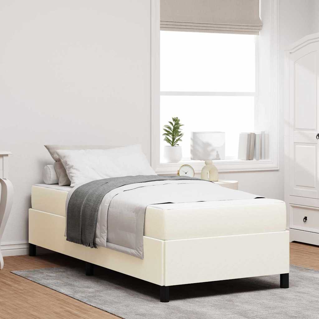 Bettrahmen mit Matratze Creme 90 x 200 cm Stoff