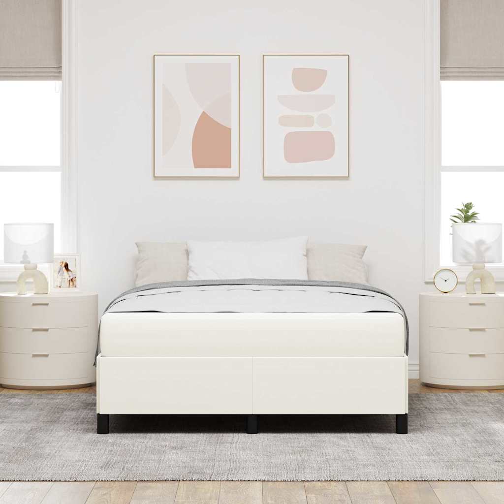 Bettrahmen mit Matratze Creme 160 x 200 cm Stoff