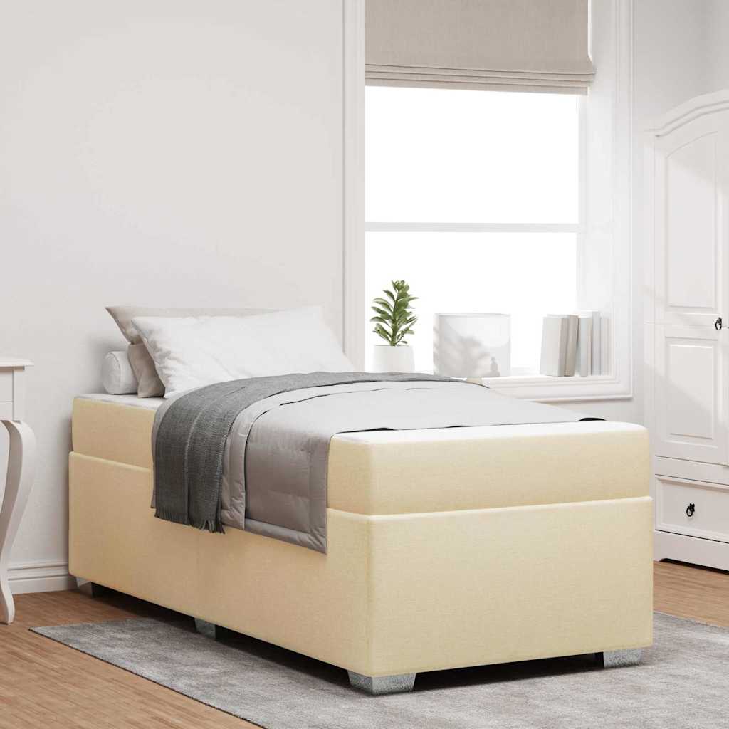 Bettrahmen mit Matratze Creme 90 x 200 cm Stoff