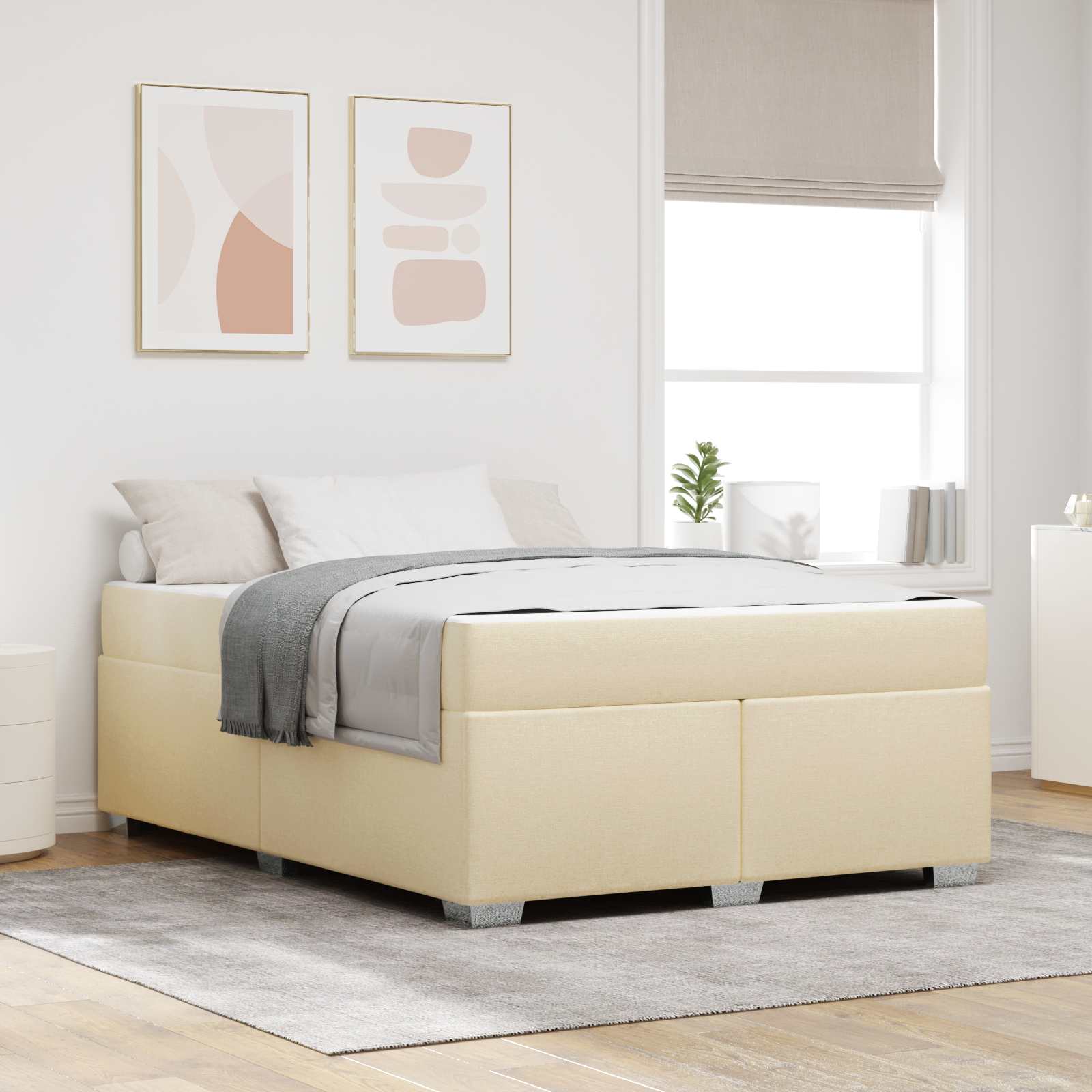 Bettrahmen mit Matratze Creme 160 x 200 cm Stoff