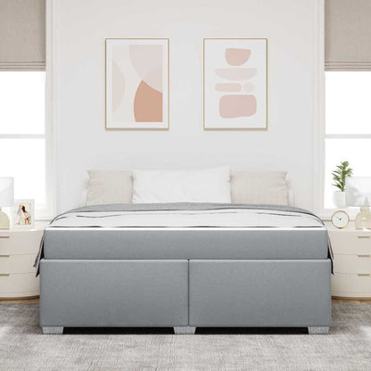 Bettrahmen mit Matratze Hellgrau 180 x 200 cm Stoff