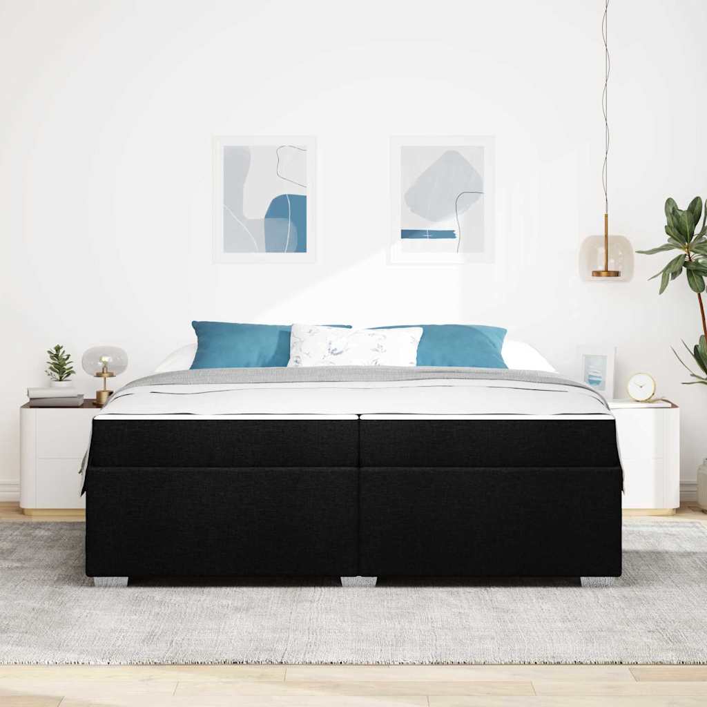 Bettrahmen mit Matratze Schwarz 200 x 200 cm Stoff