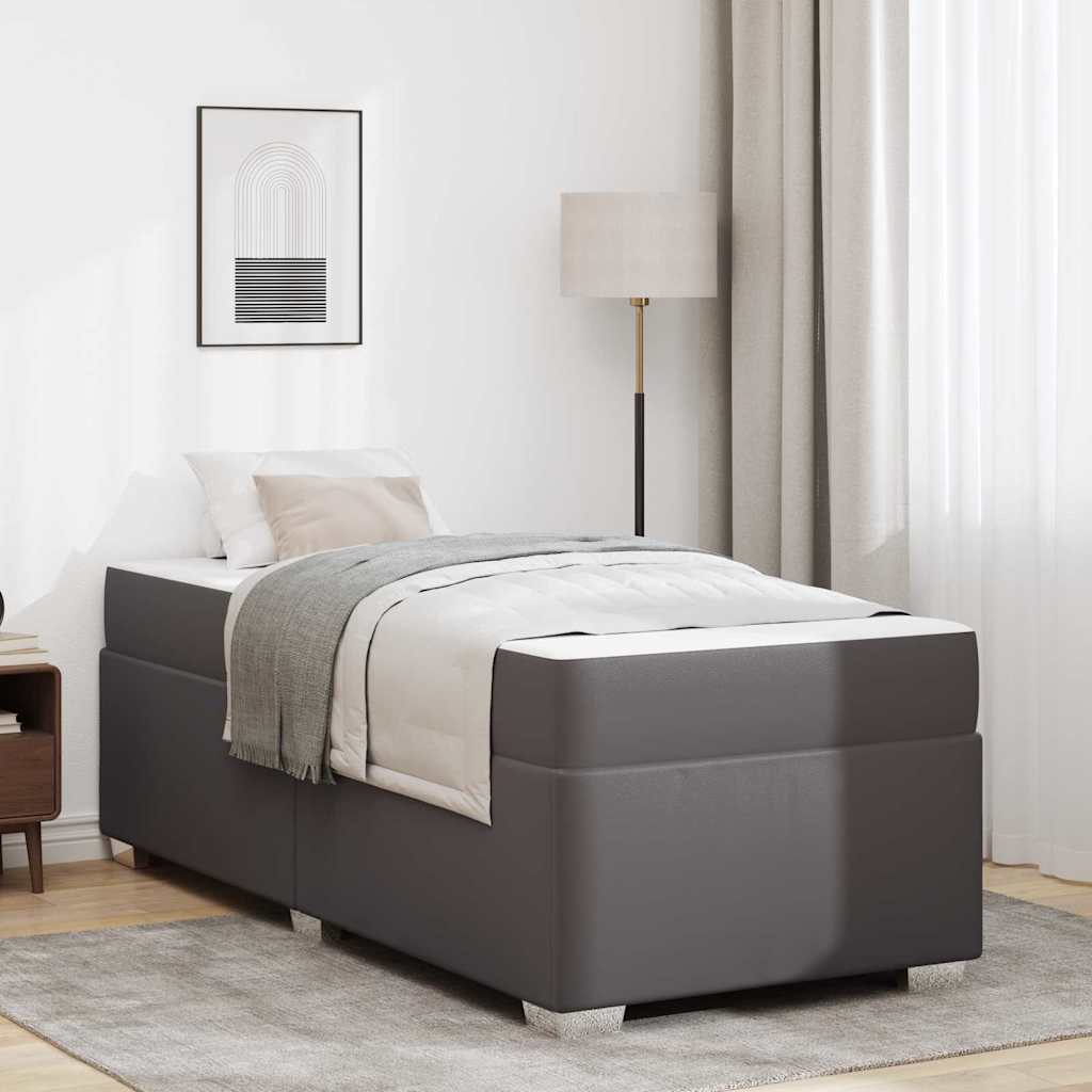 Bettgestell Grau 90 x 190 cm Kunstleder