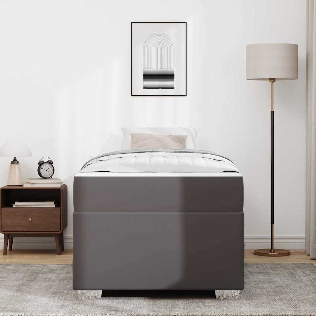 Bettgestell Grau 90 x 190 cm Kunstleder