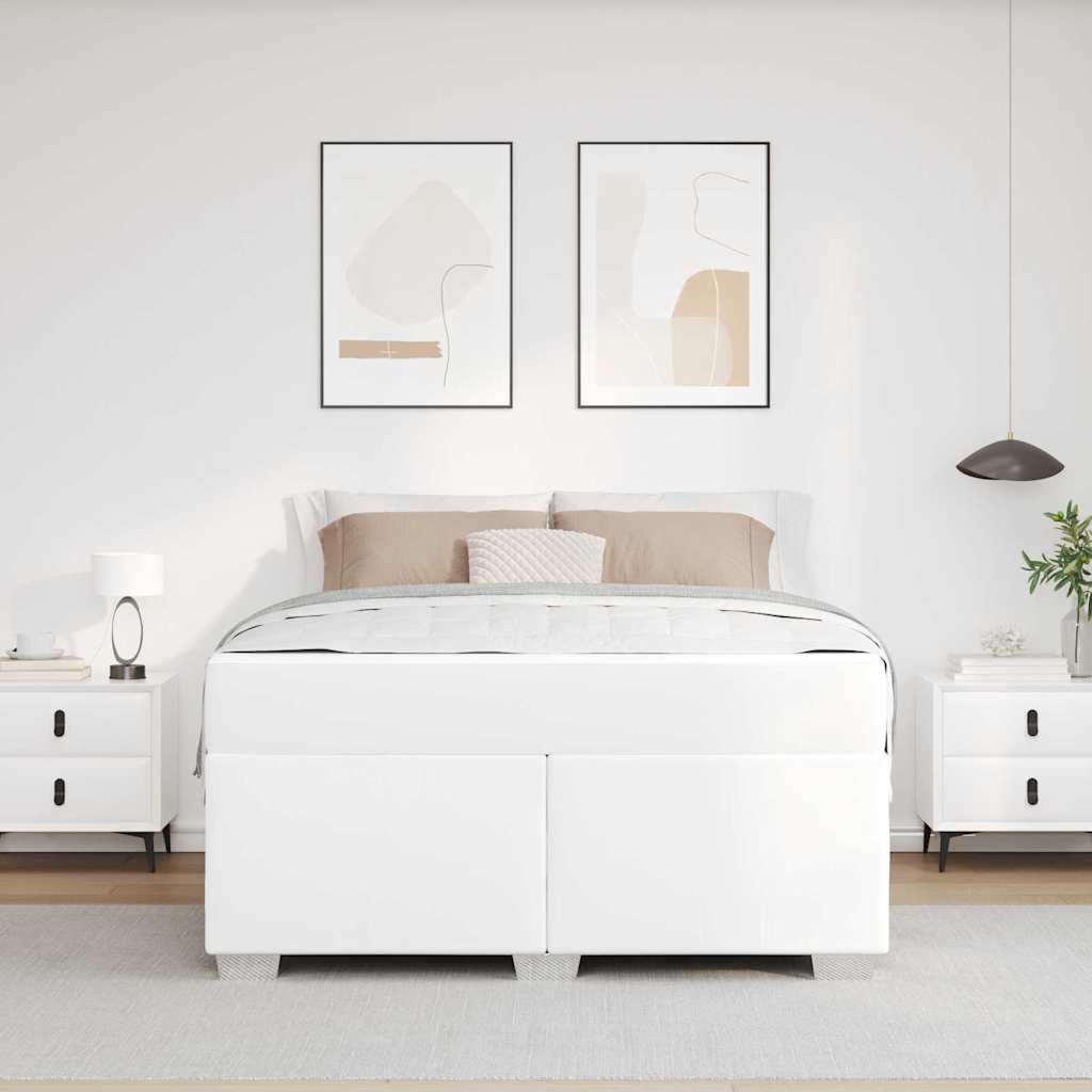 Bettrahmen mit Matratze Weiß 140 x 200 cm Stoff