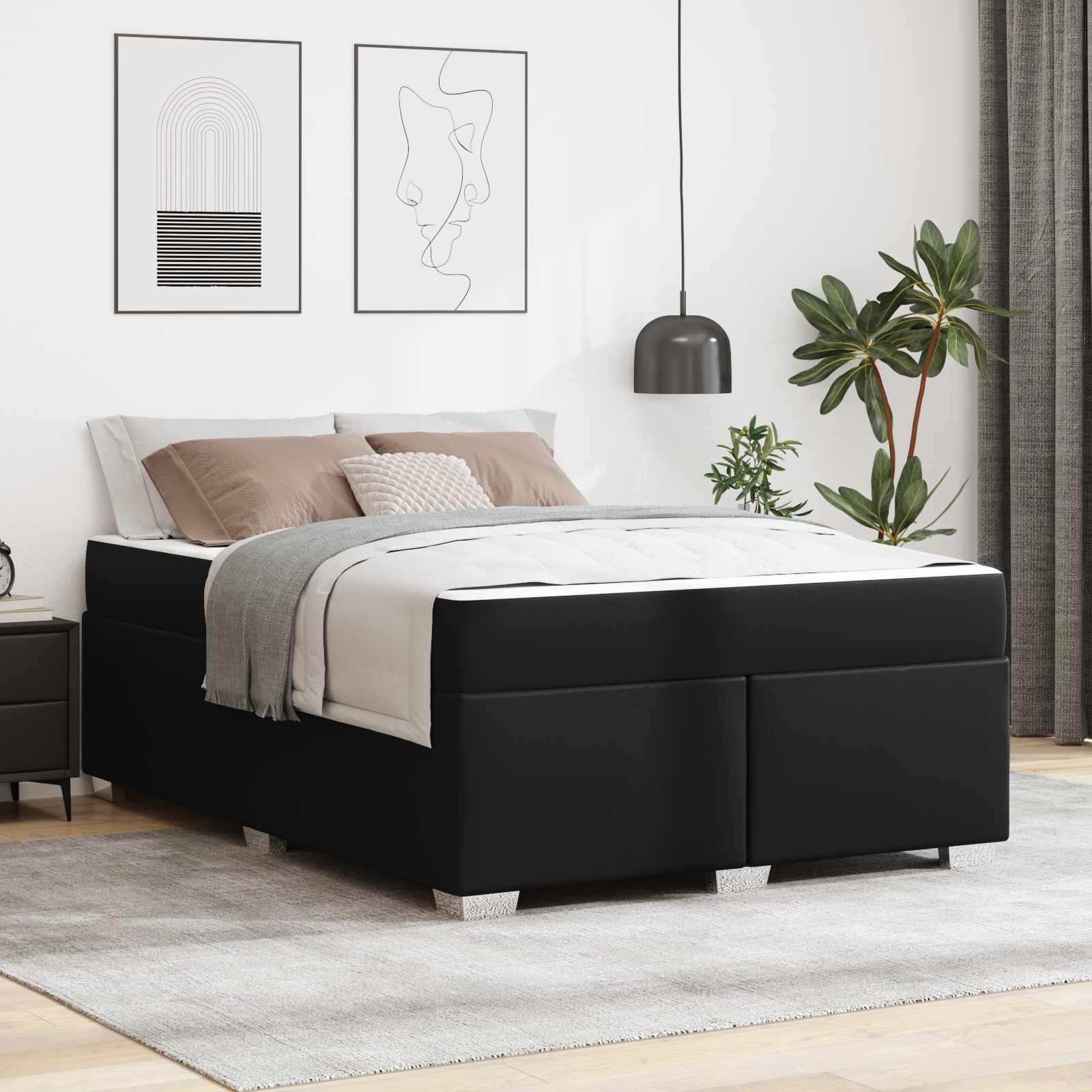 Bettrahmen Schwarz 160 x 200 cm PVC