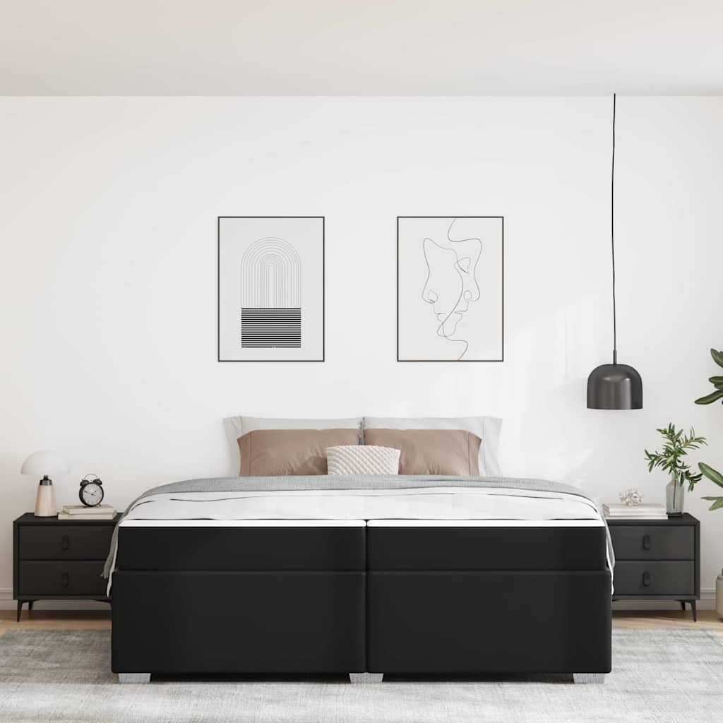 Bettrahmen mit Matratze Schwarz 200 x 200 cm Stoff