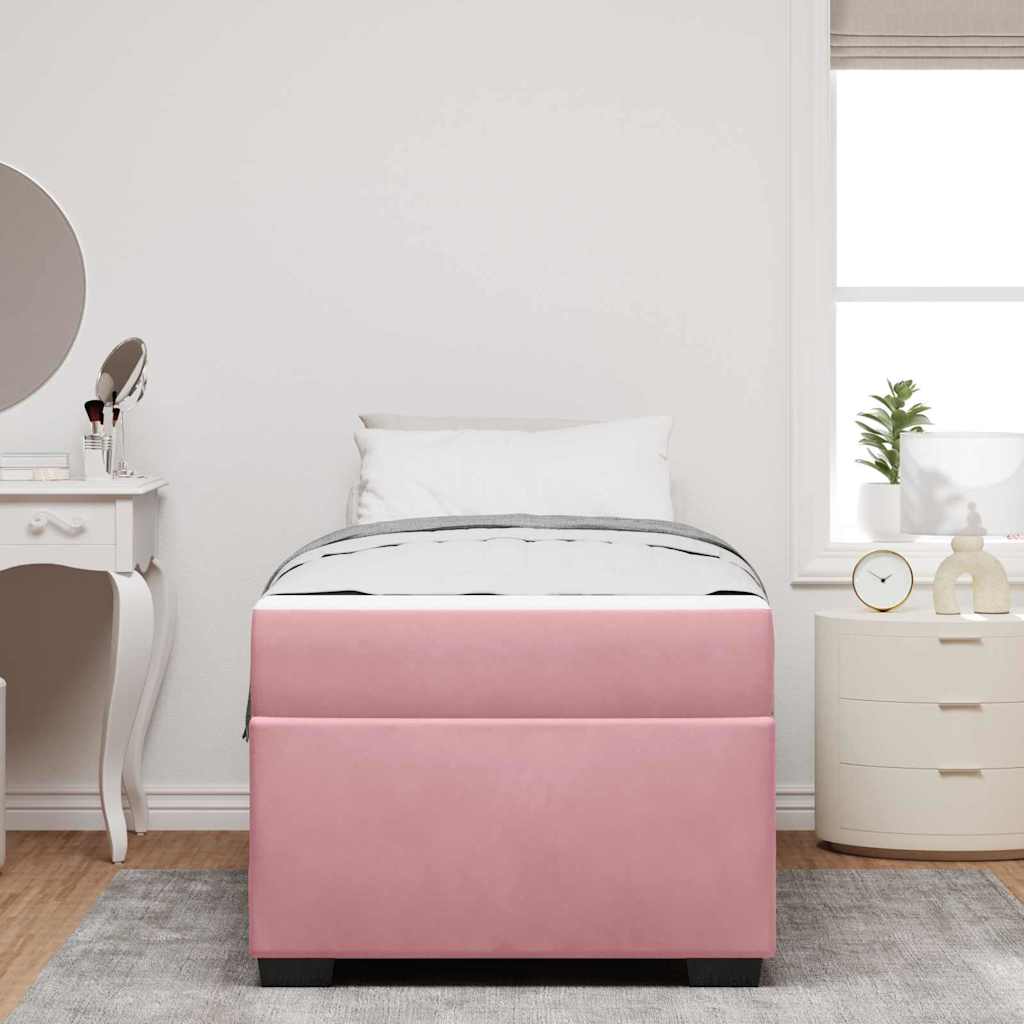 Bettgestell mit Matratze mit Matratze Rosa 80 x 200 cm Samt