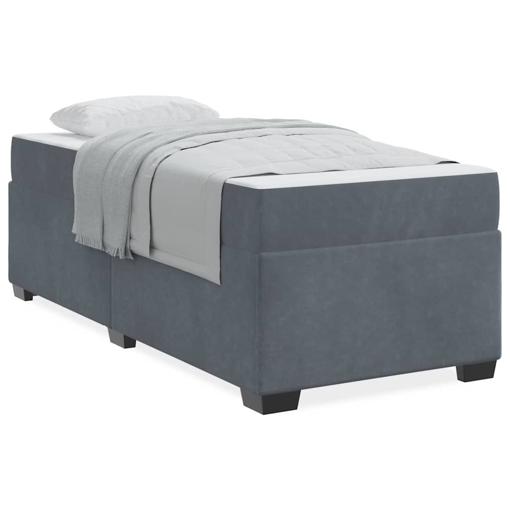 Bettgestell mit Matratze Dunkelgrau 90 x 190 cm Samt