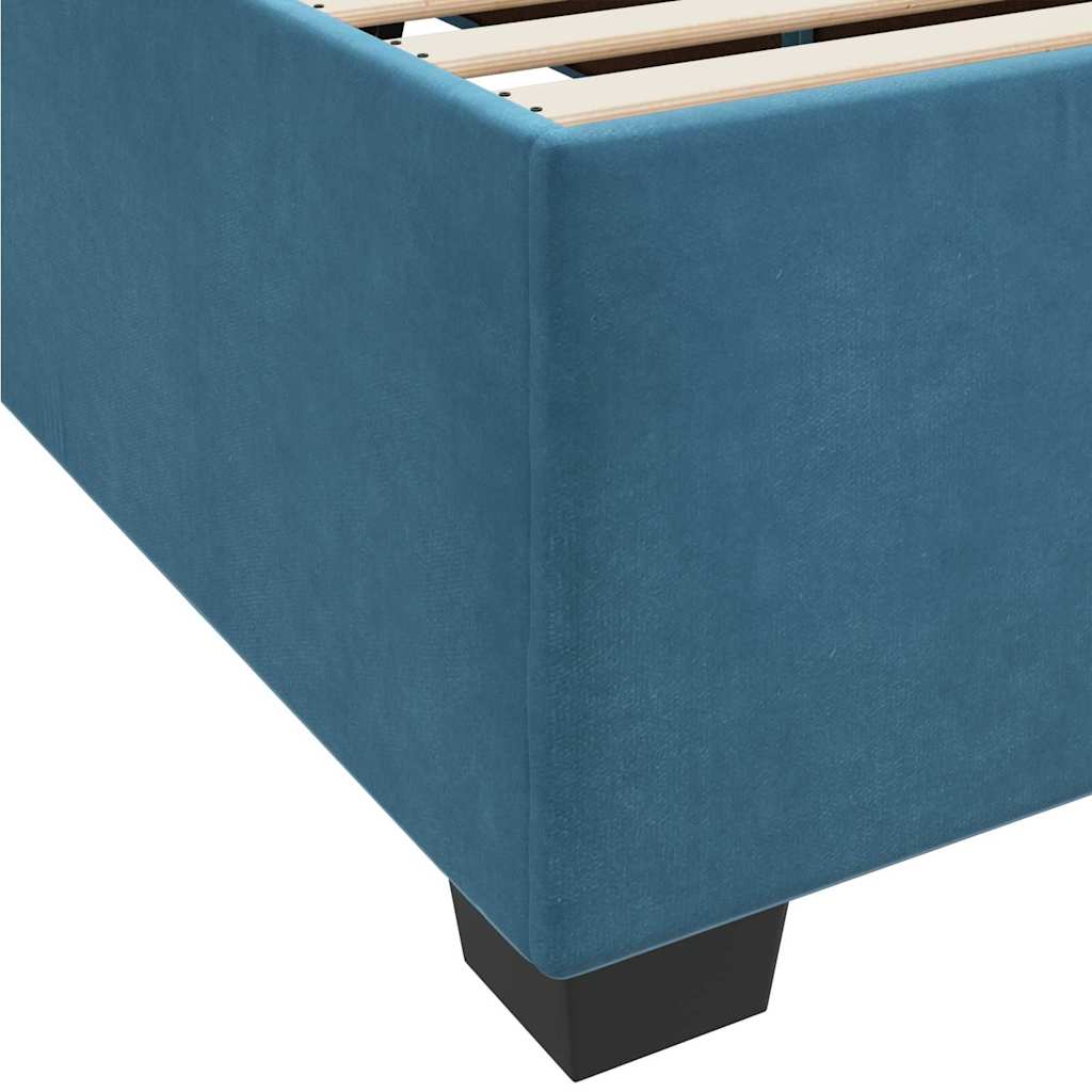 Bettgestell mit Matratze Dunkelblau 90 x 190 cm Samt