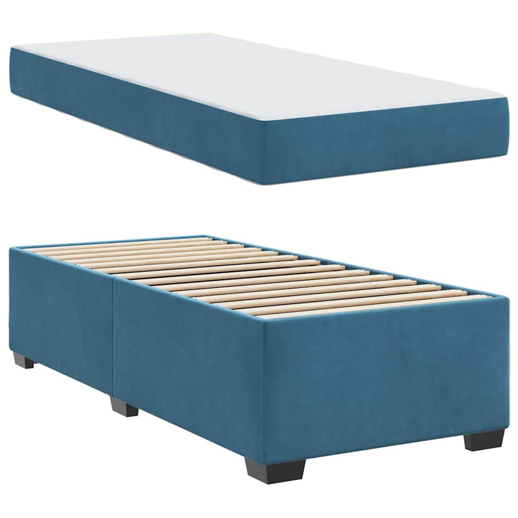 Bettgestell mit Matratze Dunkelblau 90 x 190 cm Samt