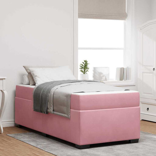 Bettgestell mit Matratze mit Matratze Rosa 90 x 190 cm Samt