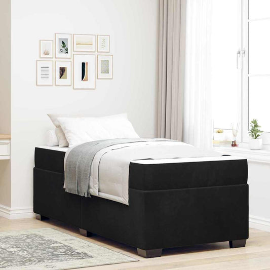 Bettgestell mit Matratze mit Matratze Schwarz 100 x 200 cm Samt