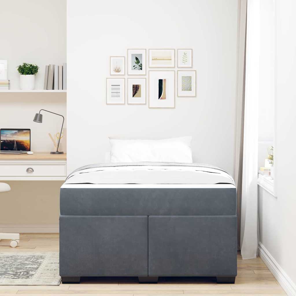 Bettgestell mit Matratze Dunkelgrau 120 x 190 cm Samt