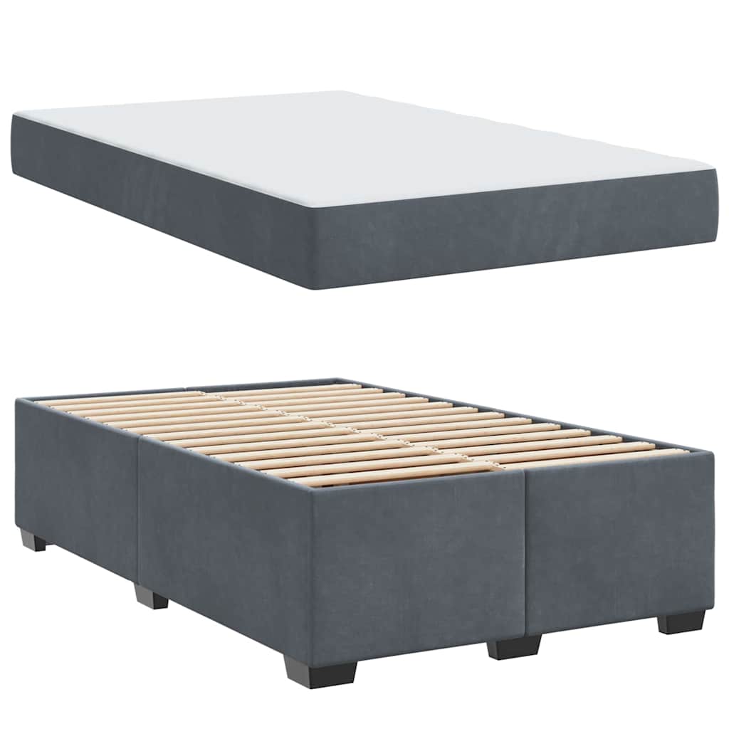 Bettgestell mit Matratze Dunkelgrau 120 x 190 cm Samt