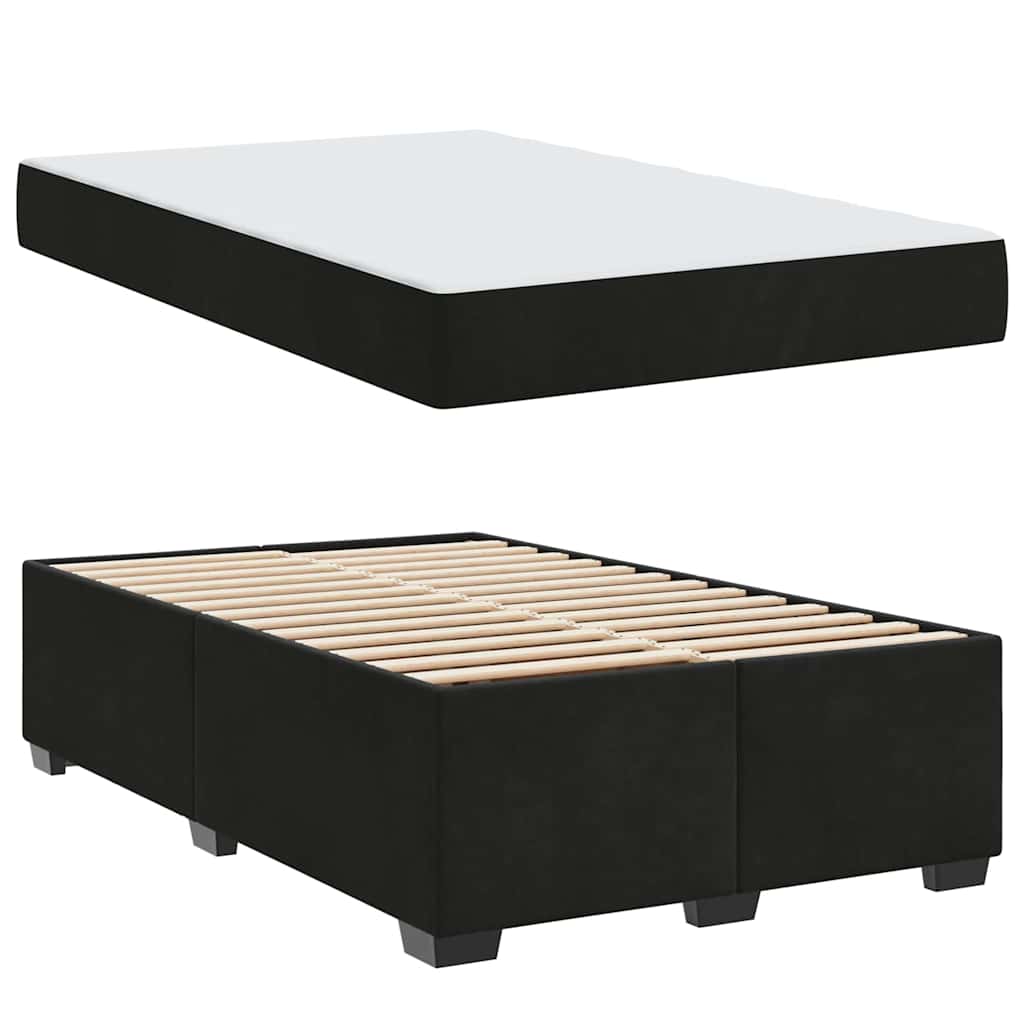 Bettgestell mit Matratze mit Matratze Schwarz 120 x 190 cm Samt