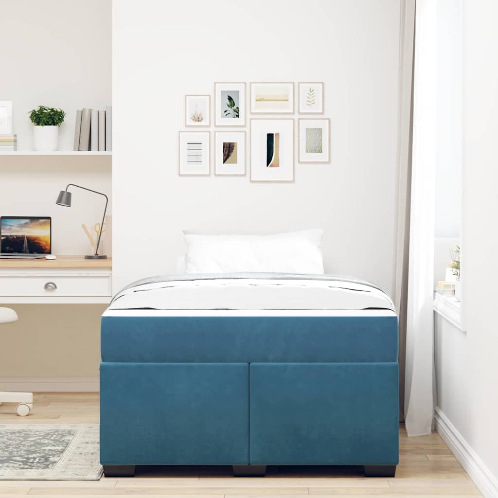 Bettgestell mit Matratze Dunkelblau 120 x 190 cm Samt