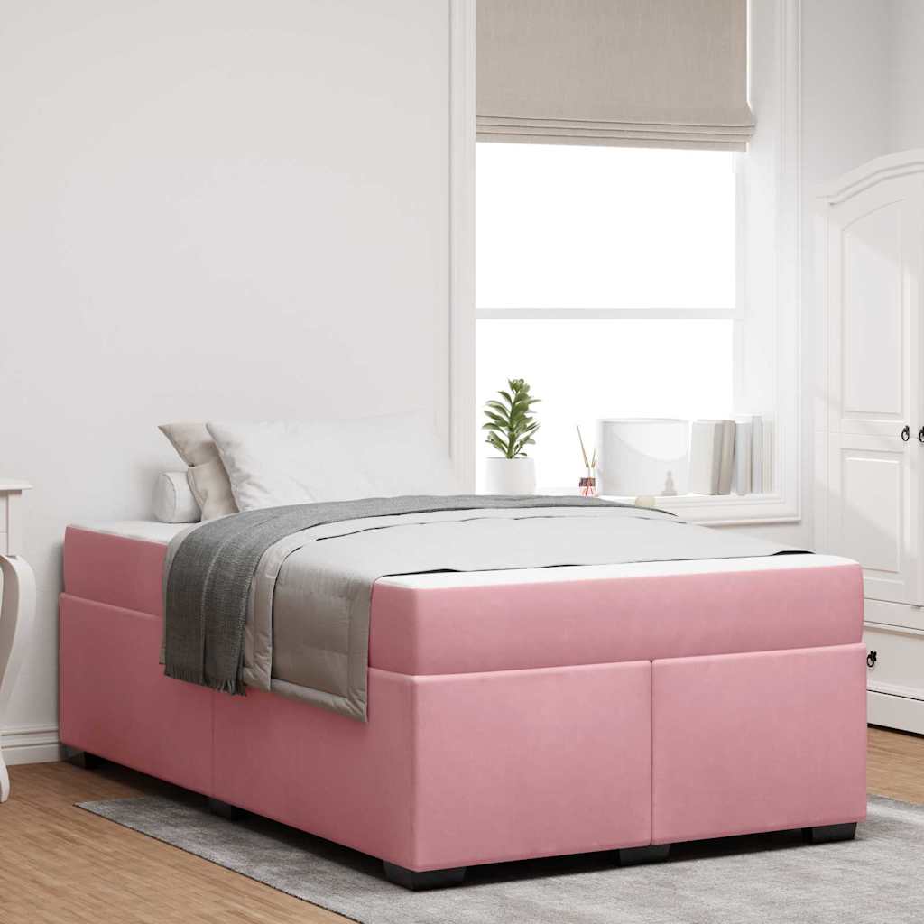 Bettgestell mit Matratze mit Matratze Rosa 120 x 190 cm Samt