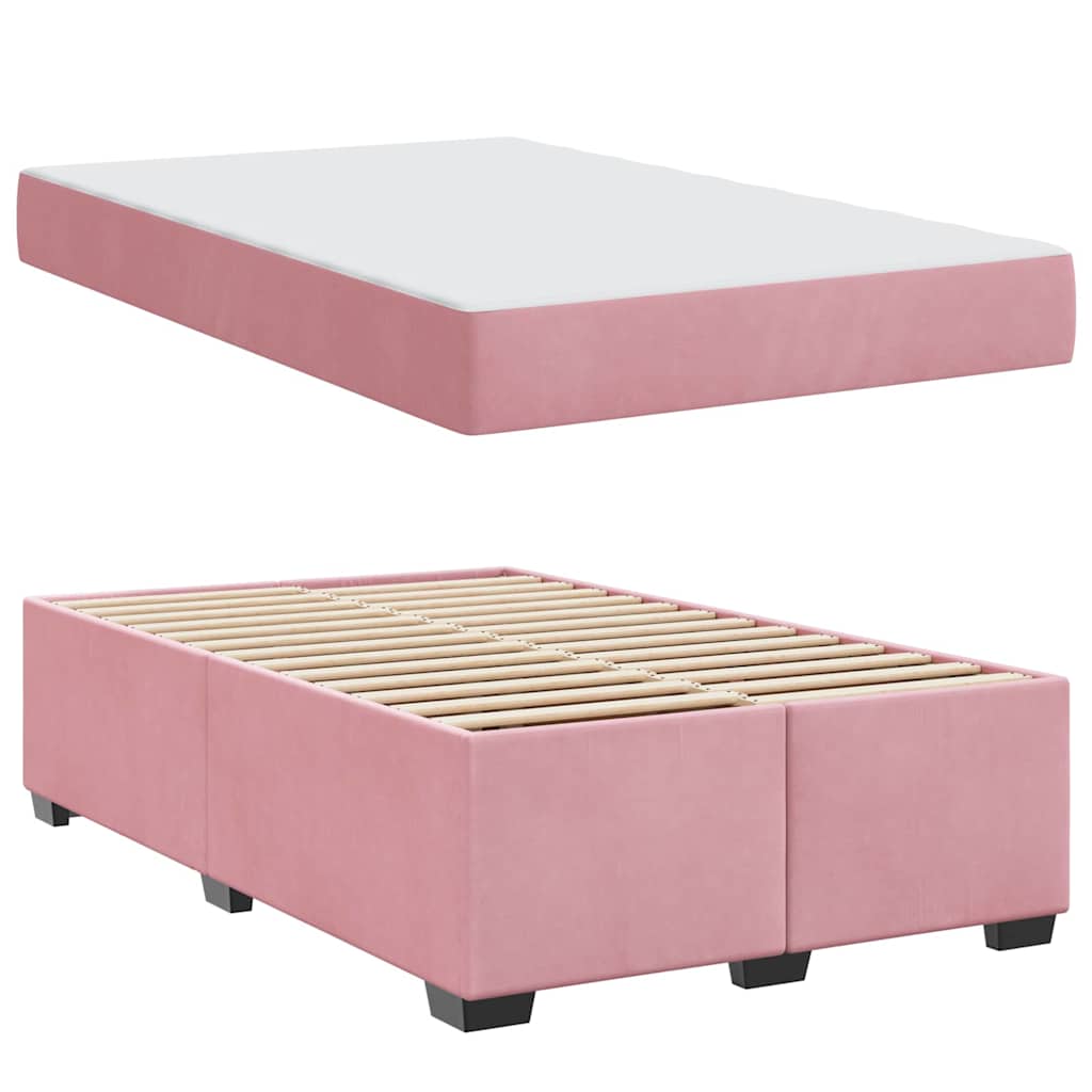 Bettgestell mit Matratze mit Matratze Rosa 120 x 190 cm Samt