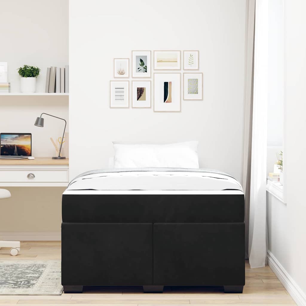 Bettgestell mit Matratze mit Matratze Schwarz 120 x 200 cm Samt