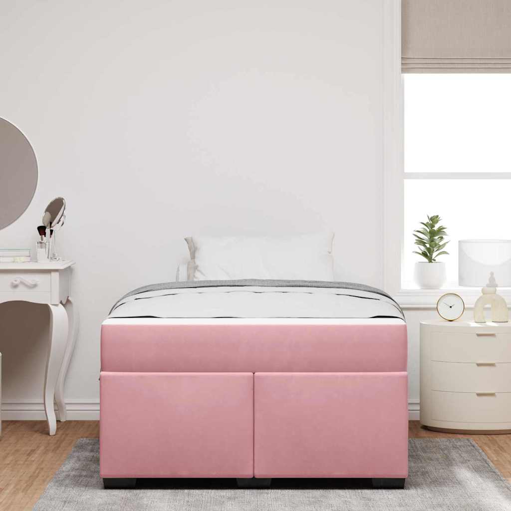 Bettgestell mit Matratze mit Matratze Rosa 120 x 200 cm Samt