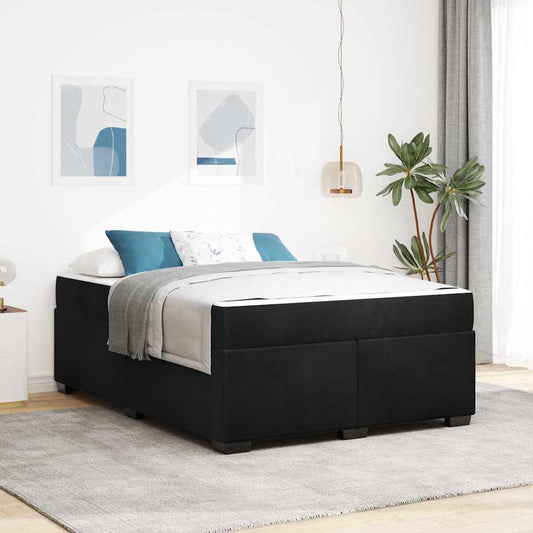 Bettgestell mit Matratze mit Matratze Schwarz 140 x 200 cm Samt