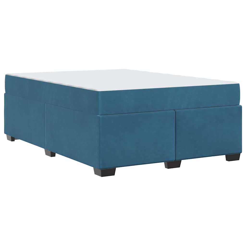 Bettgestell mit Matratze Dunkelblau 140 x 200 cm Samt