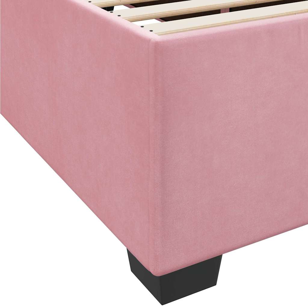Bettgestell mit Matratze mit Matratze Rosa 140 x 200 cm Samt