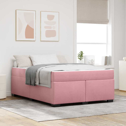 Bettgestell mit Matratze mit Matratze Rosa 140 x 200 cm Samt
