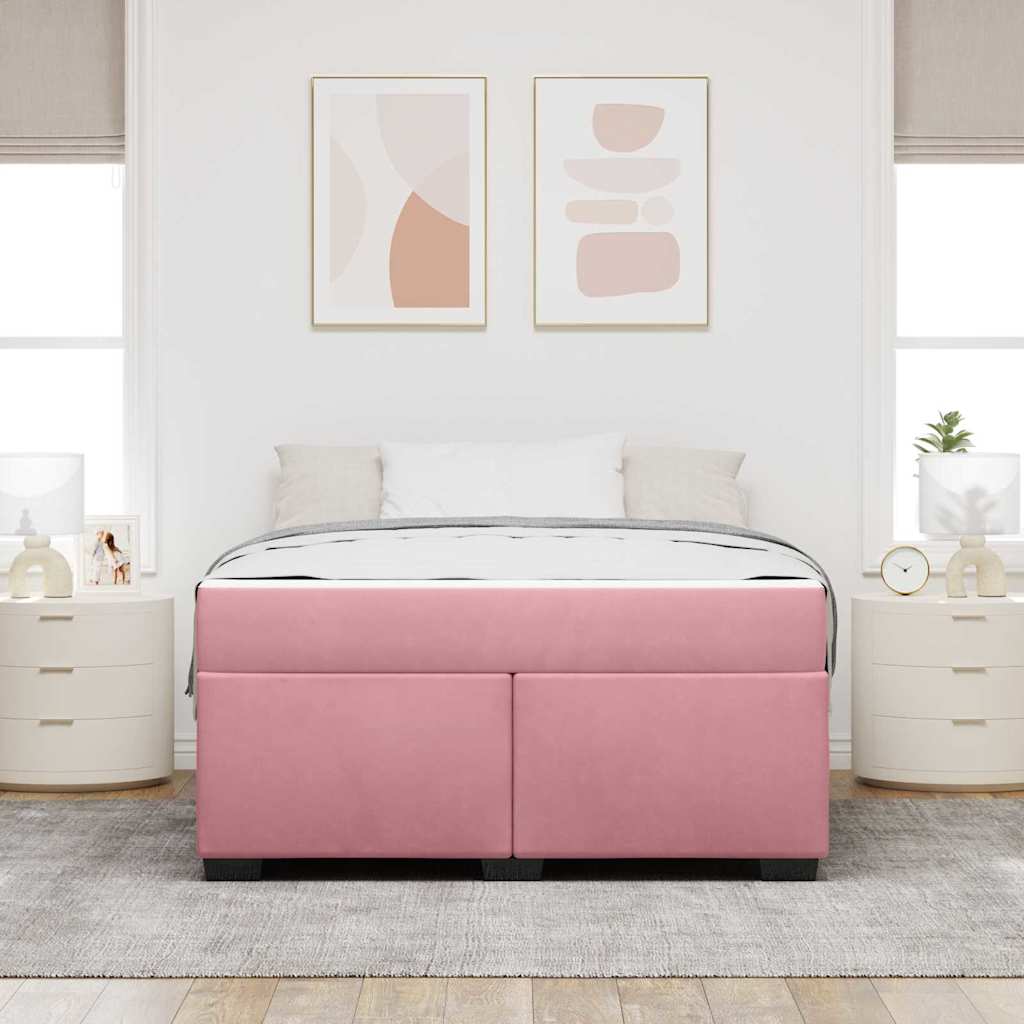 Bettgestell mit Matratze mit Matratze Rosa 140 x 200 cm Samt