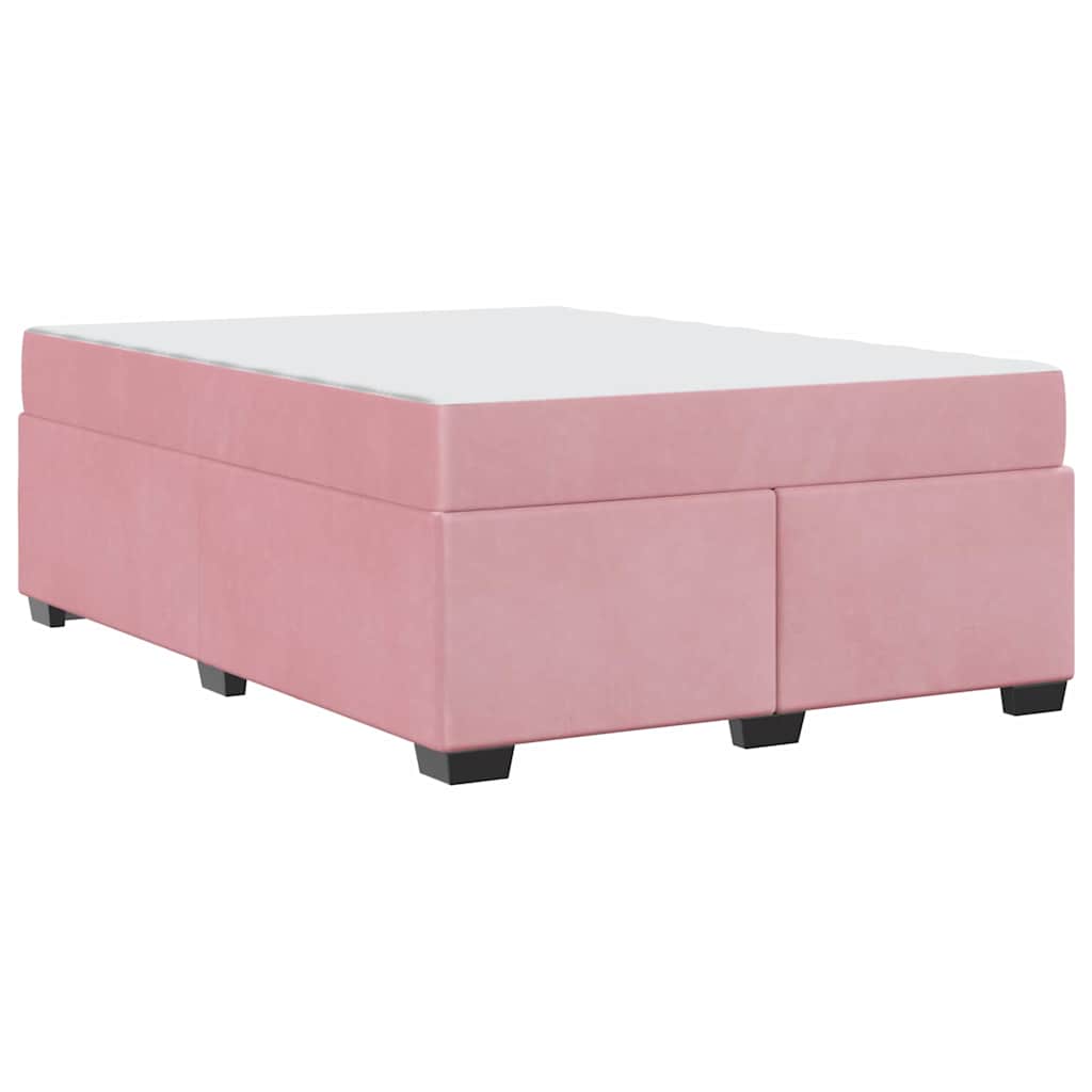 Bettgestell mit Matratze mit Matratze Rosa 140 x 200 cm Samt