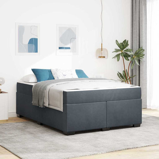 Bettgestell mit Matratze Dunkelgrau 160 x 200 cm Samt