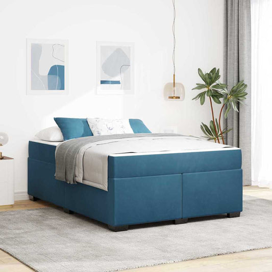 Bettgestell mit Matratze Dunkelblau 160 x 200 cm Samt